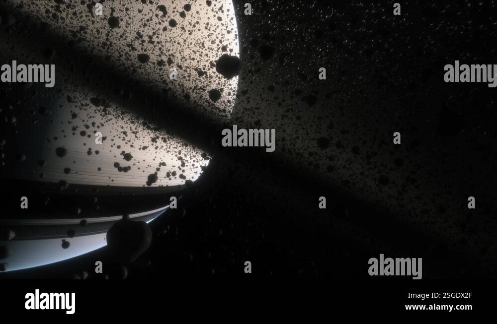 Saturn Fragmented Rocks Cinematic animation of Saturn's rings made of rocks, dust and ice ...
