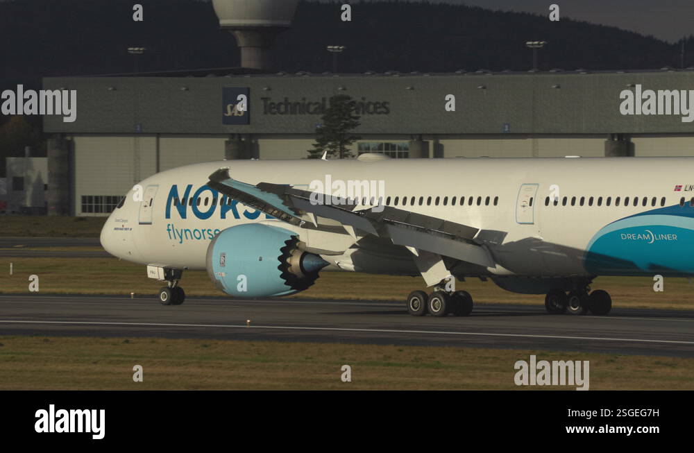 airplane boeing 787 dreamliner norse atlantic airlines on ground rear ...