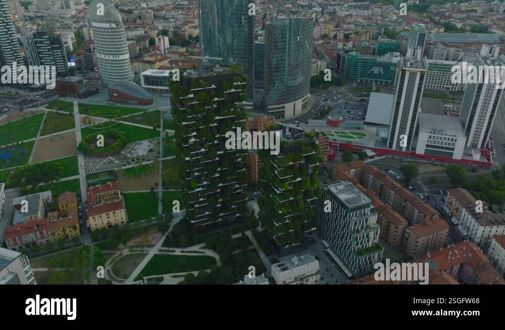Modern high rise apartment building covered with garden, TreeVilla park ...