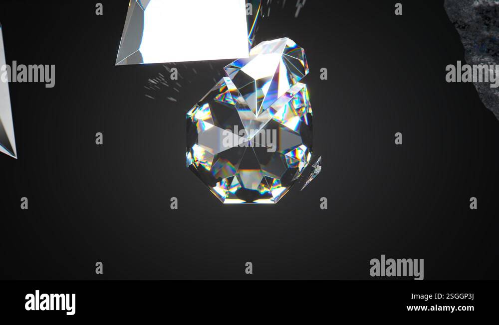 Cutting process of a raw diamond into a beautiful luxury shiny ...