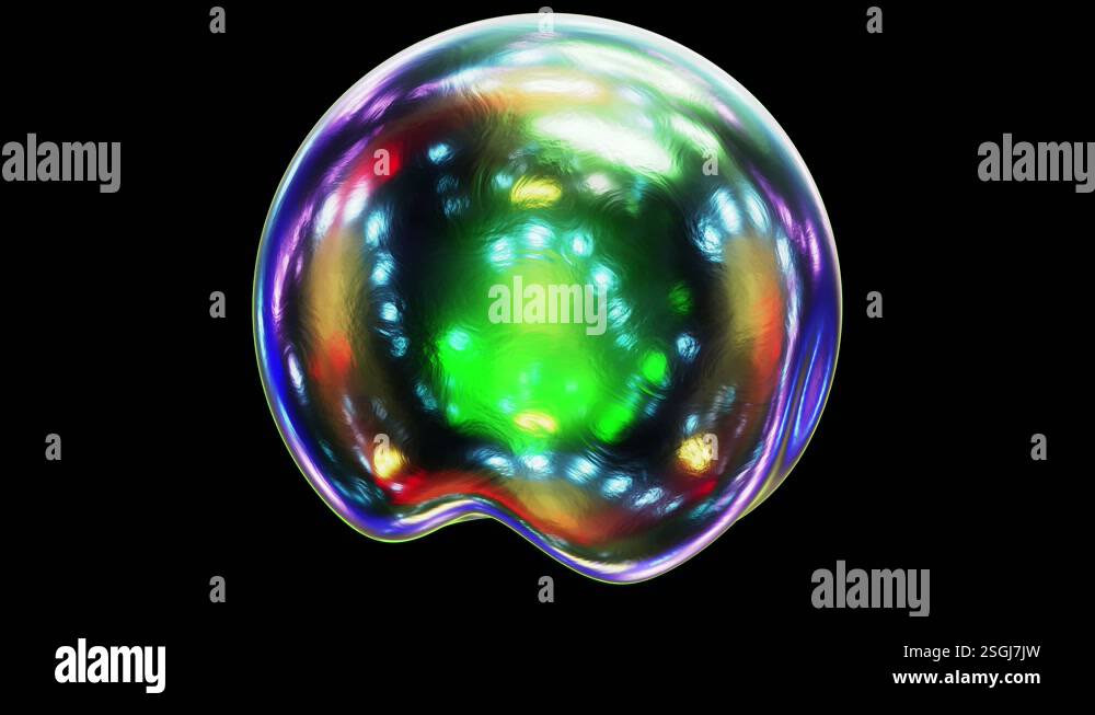 Morphing green iridescent alien organic sphere looping 3D animation ...