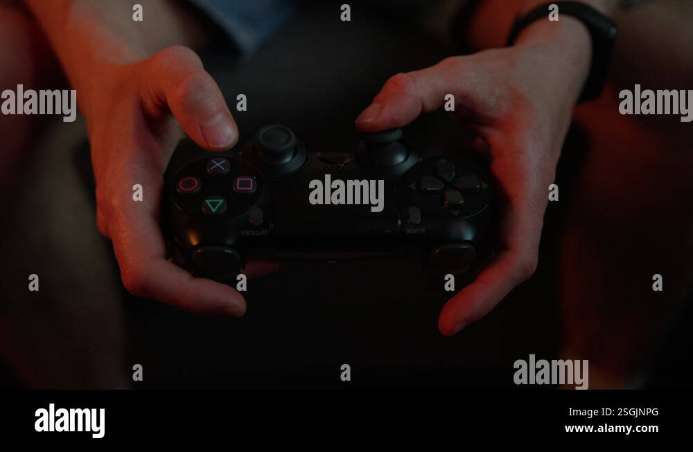 Close-up of a man's emotions while playing a video console Stock Video ...