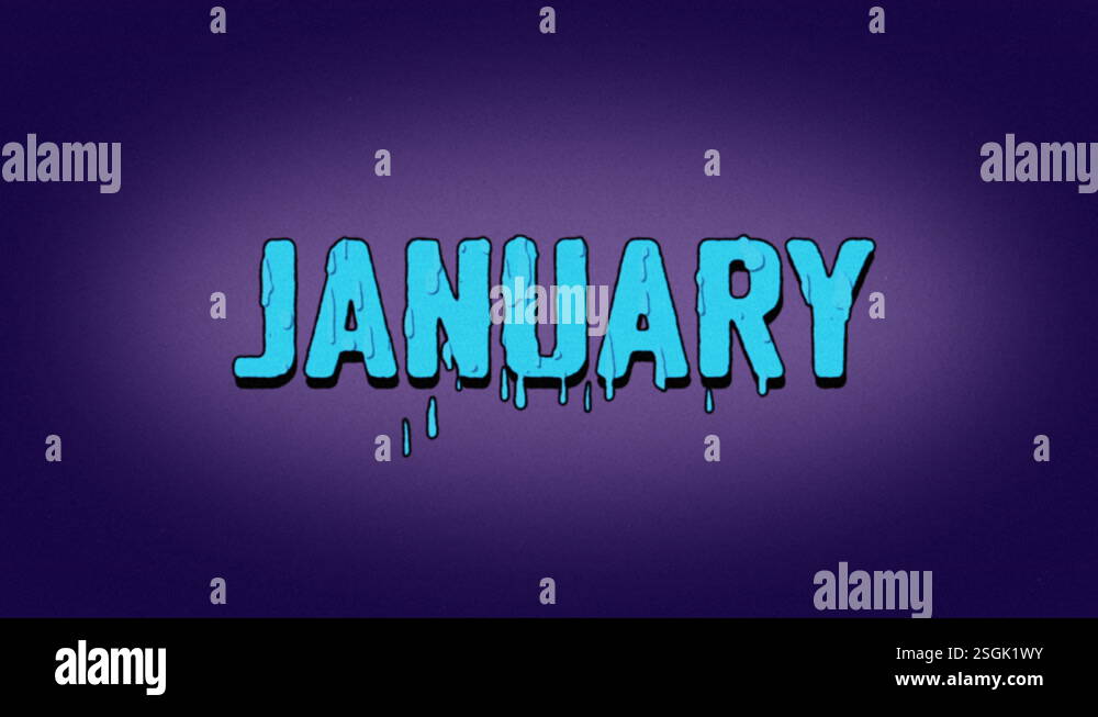 January Animation Text January word cartoon style melting vintage creative animation, cold ...