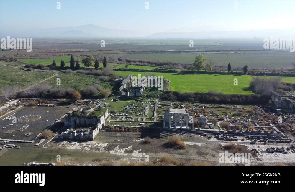 Aerial view of scenic Miletus Ancient city, Didim, Aydin region, Turkey ...