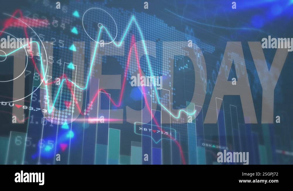 The blue stocks and shares technology screen is a digital animation ...