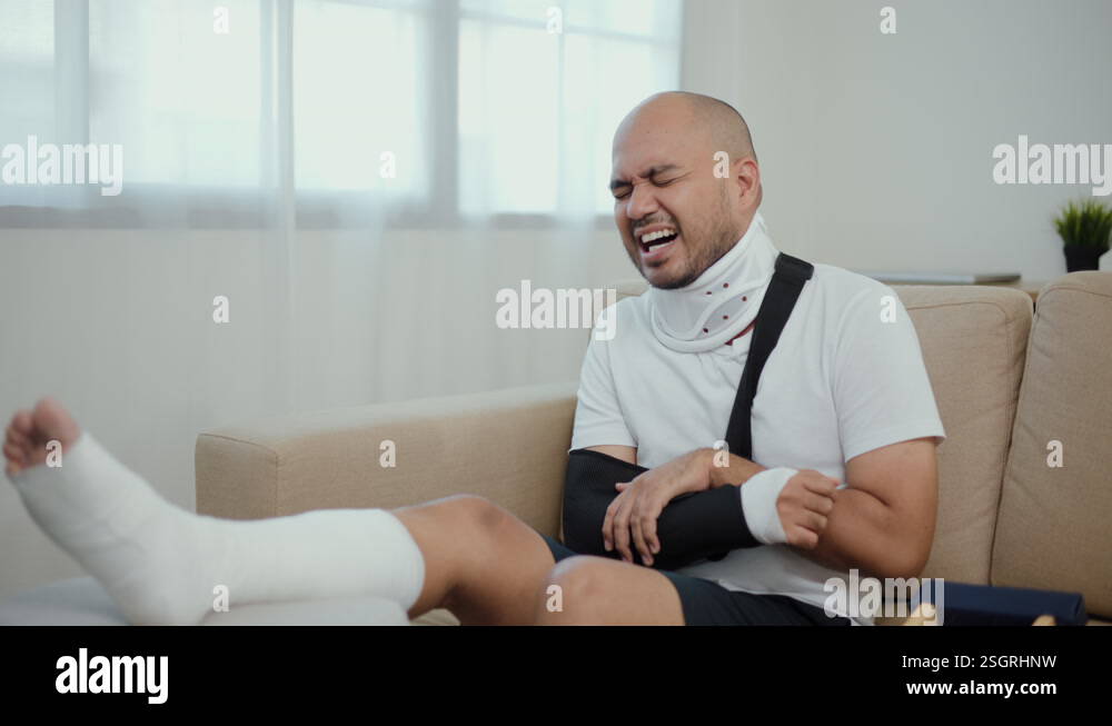 Man suffered pain from accident fracture broken bone injury with leg ...