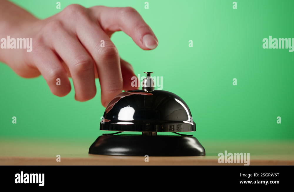Person Guest Hand Ringing Service Restaurant or Hotel Bell Hold By ...