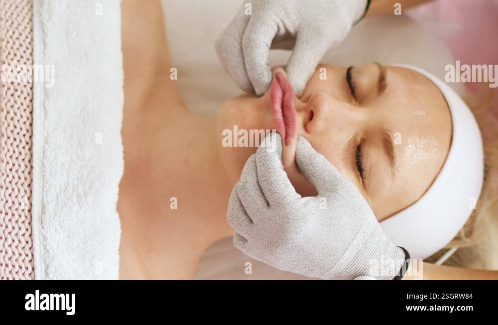 Microcurrent Lip Beautician makes procedure on lips with microcurrent Stock Video ...