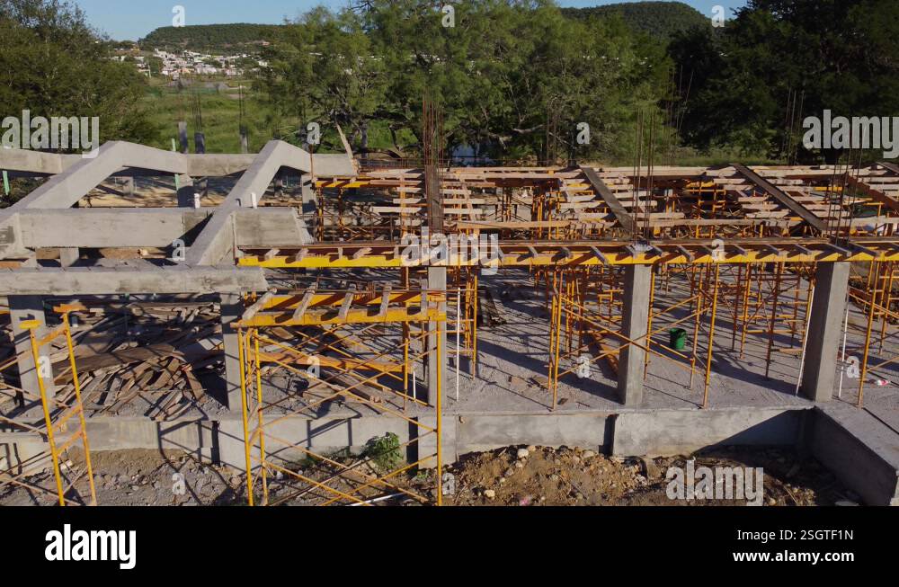 Construction process of reinforced concrete beams and wooden formwork ...