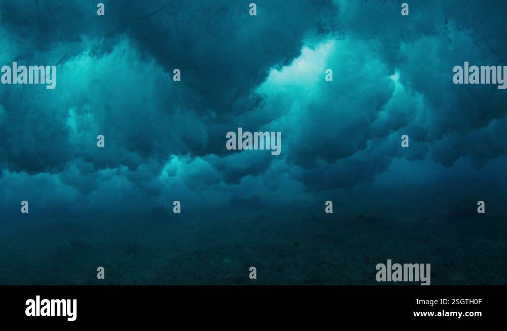 Underwater view of the breaking ocean wave in the Maldives Stock Video ...