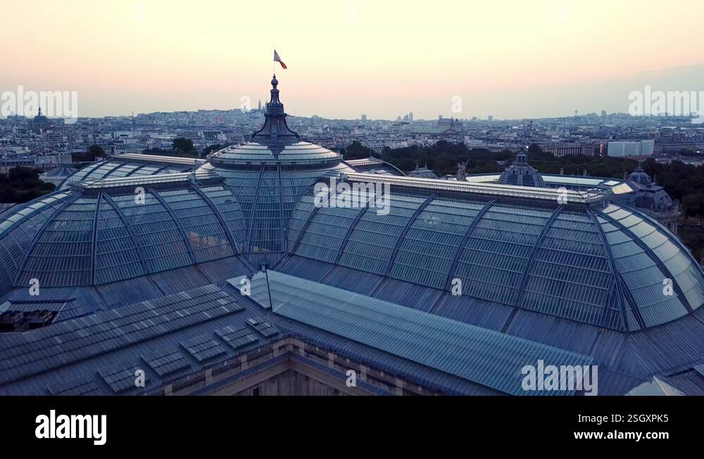 Drone view with rising altitude at to top of architectural monument ...