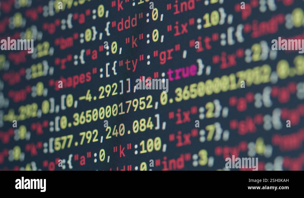 Coding UX UI script text on screen, HTML5 in editor for website ...