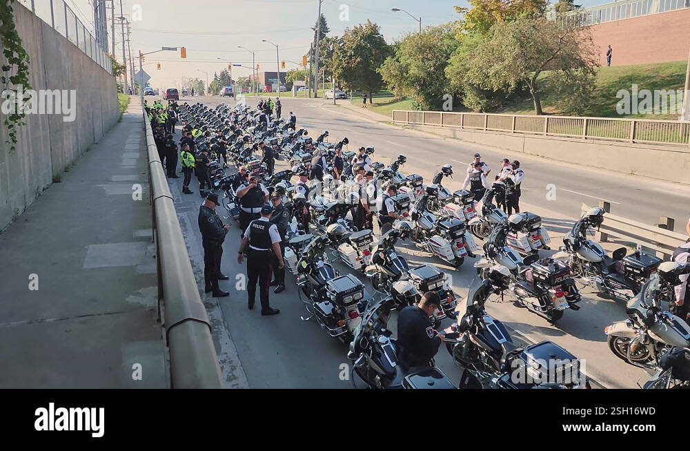 Motorcycle Cops Waiting To Attend Funeral March For Fallen Police ...