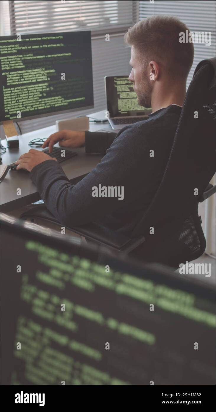 Software Developer Typing Code on Computer Stock Video Footage - Alamy