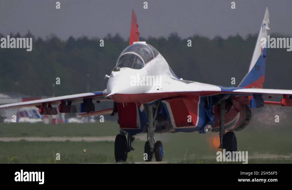 aerobatic team swifts MiG-29 perfoming demonstration flight of the ...