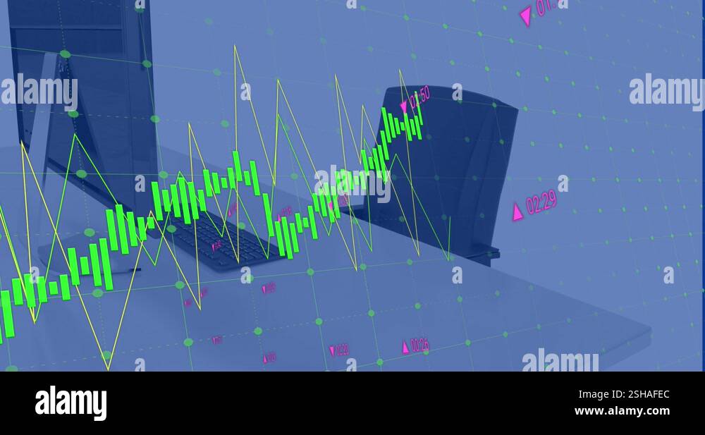 This is an animation of graphs with numbers moving on a transparent ...