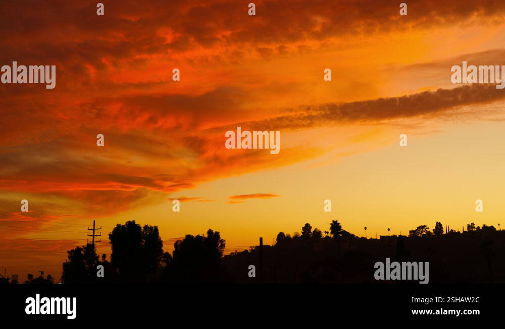 8K Time lapse of epic sunset sky over Los Angeles, California Stock ...