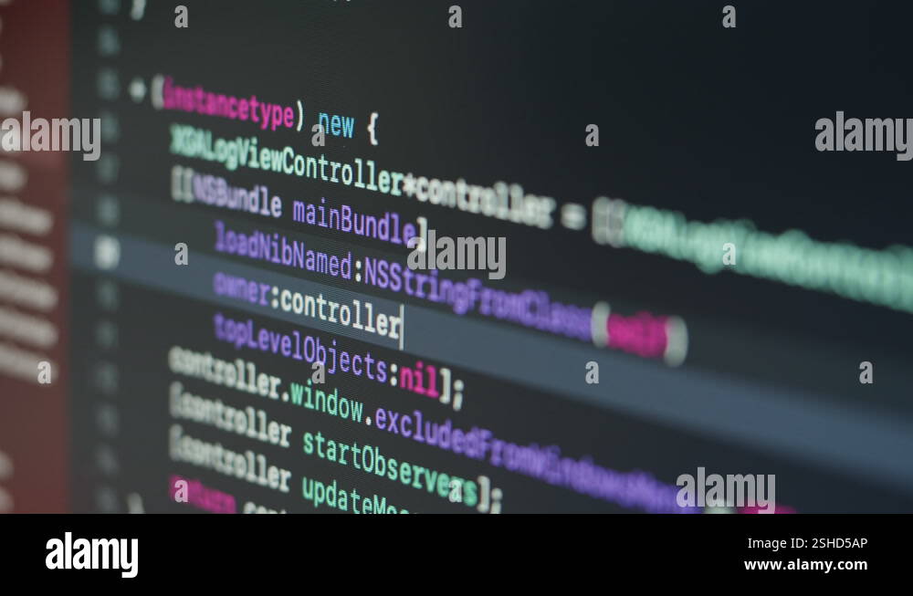 Coding UX UI script text on screen, HTML5 in editor for website ...