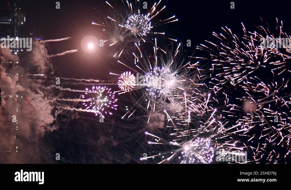 New year's eve fireworks display celebration loop seamless of real ...