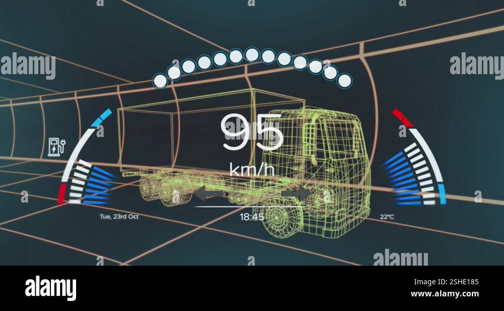 Car Data Processing Animation of digital car interface and data processing over 3d model of ...