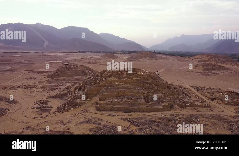 Crane Shot Of Caral-Supe Civilization Pyramids, Norte Chico, Lima, Peru ...
