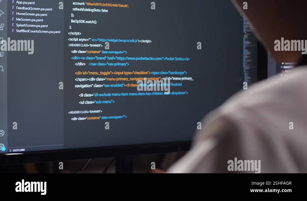 Close Up Of Desktop Computer'S Monitor Showing Script Creating Software ...