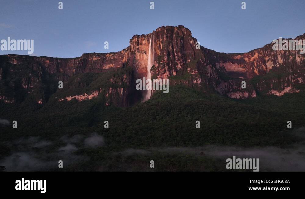 Camera moving from right to left showing Angel Falls just before ...