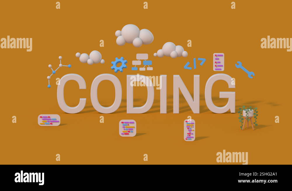 Coding text 3D render animation Stock Video Footage - Alamy
