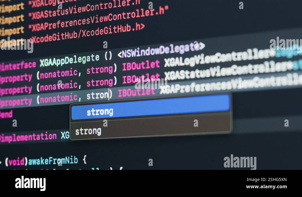 Coding UX UI script text on screen, HTML5 in editor for website ...