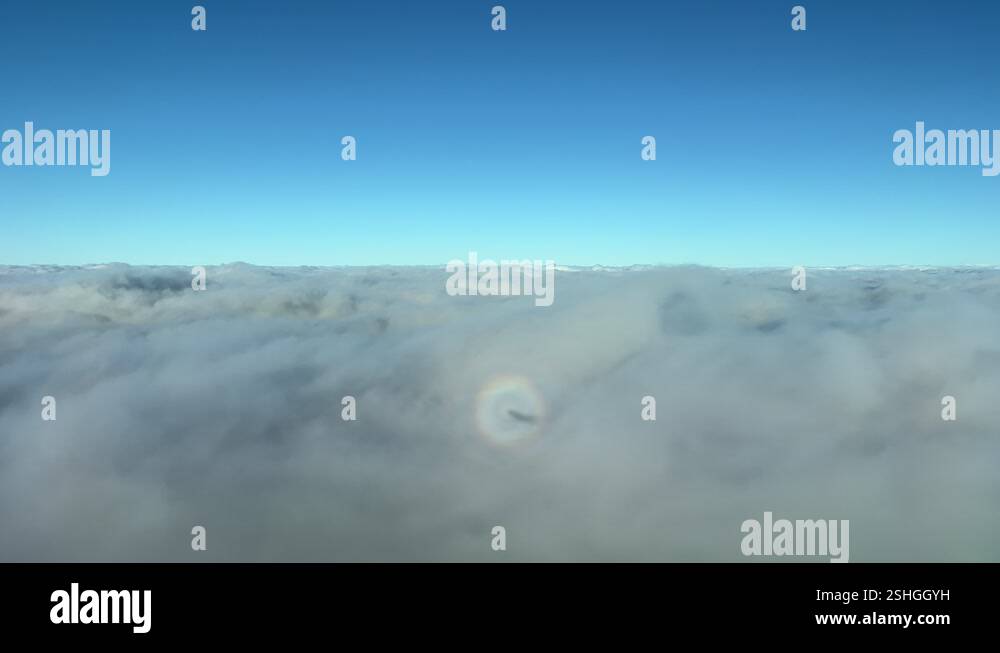 Exclusive view from a jet cockpit overflying stratus clouds with the ...