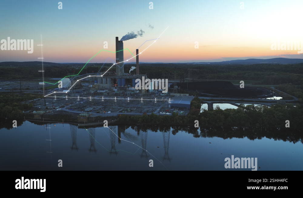 3D graph animation of positive rising graph over fossil fuels coal ...