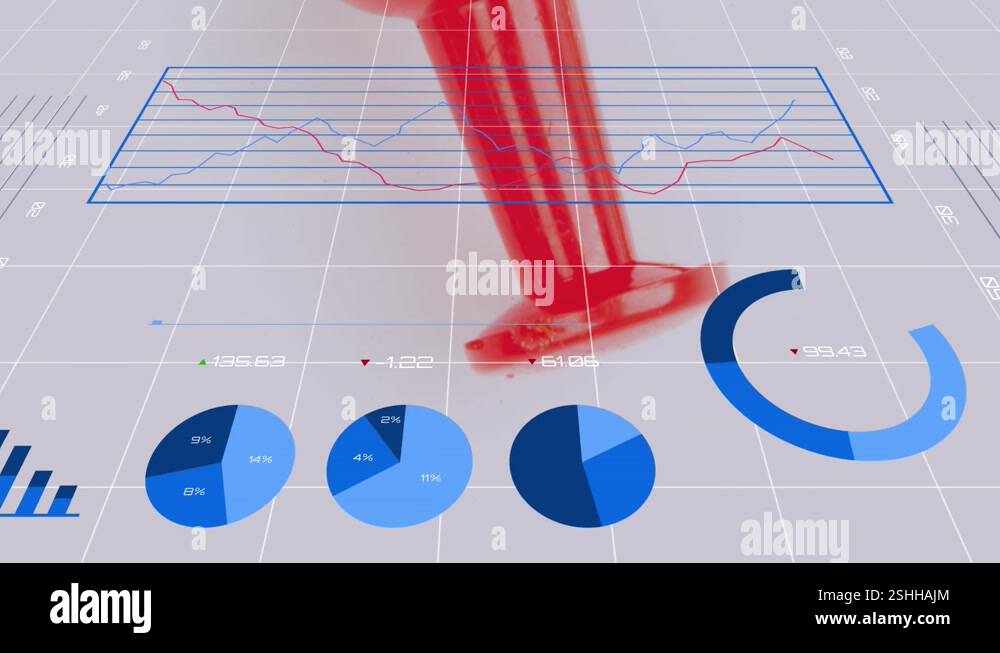 Animation of grid pattern with multiple graphs and charts with changing ...