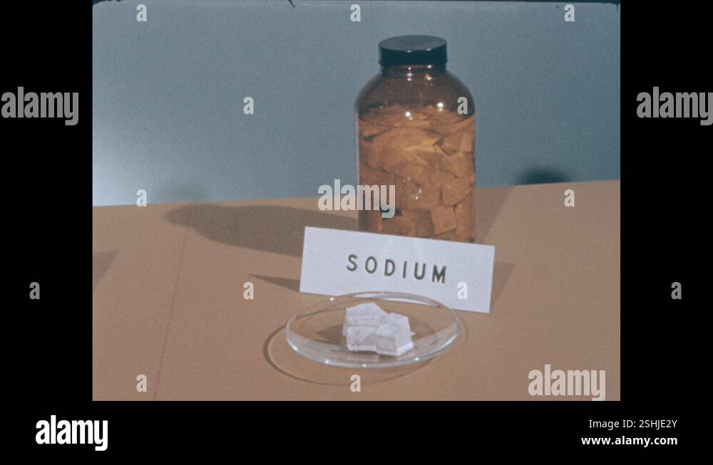 1950s: Glass containers are labeled 