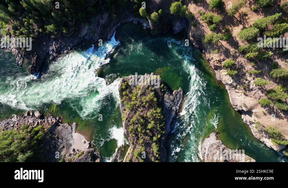 Topdown View Of Whitewater Falls Of Kootenai River In Libby, Montana ...