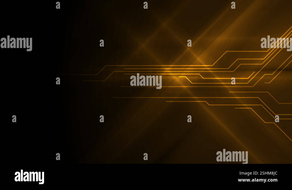 Glowing orange abstract tech motion background with circuit board lines ...
