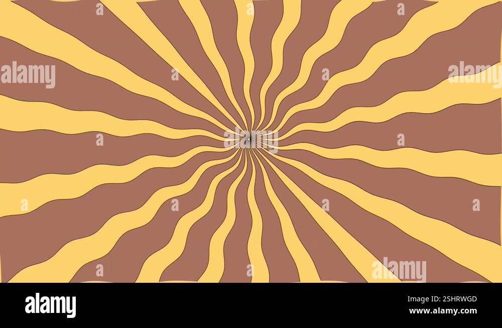 Retro style background 70s Style, spiral of brown and yellow animation ...