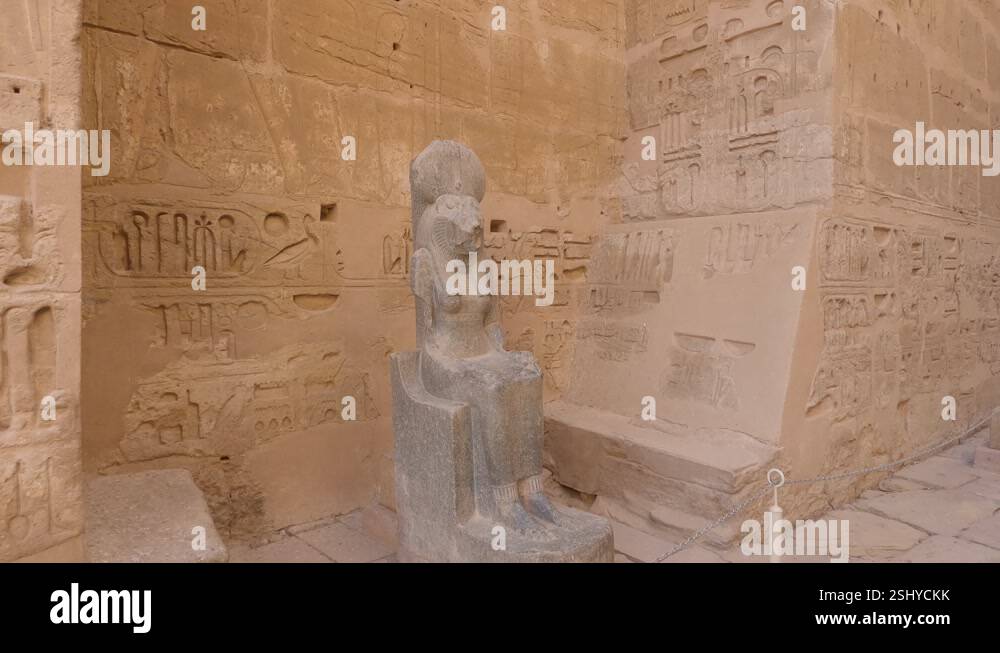 Ancient Egyptian statue of Goddess Sekhmet in Medinet Habu temple ...