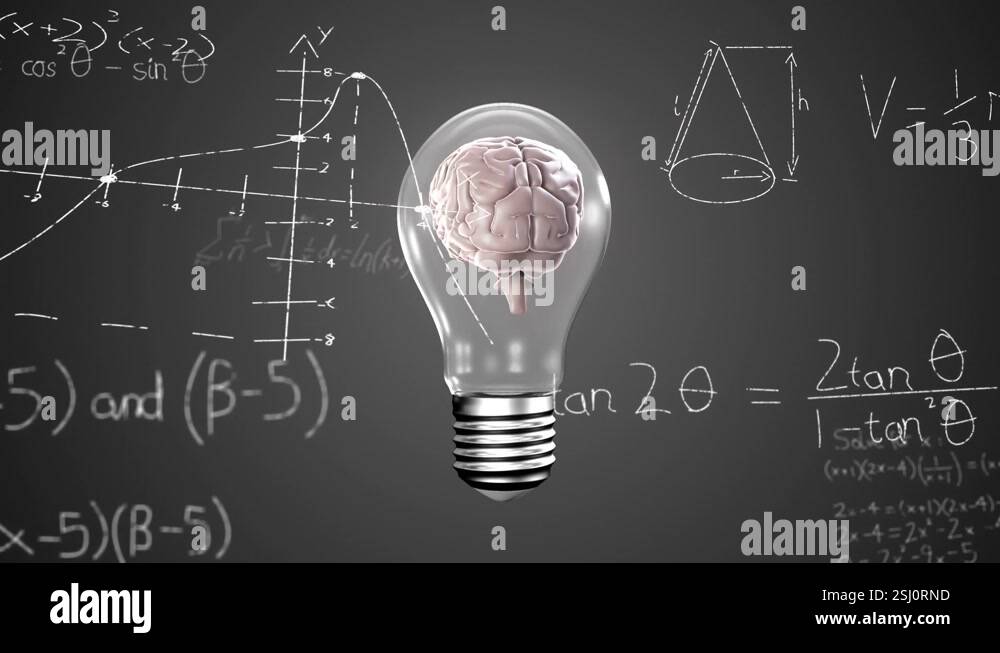 Animation of spinning human brain in a electric bulb and mathematical ...