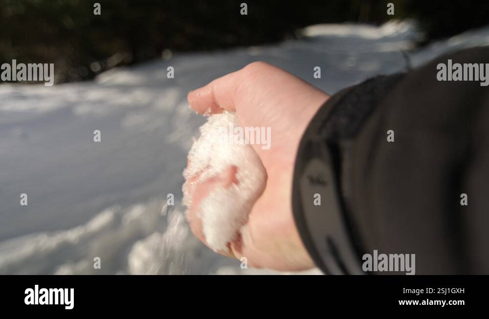 Snow In Hand Crushing snow in hands in slow motion, winter mountains Stock Video ...