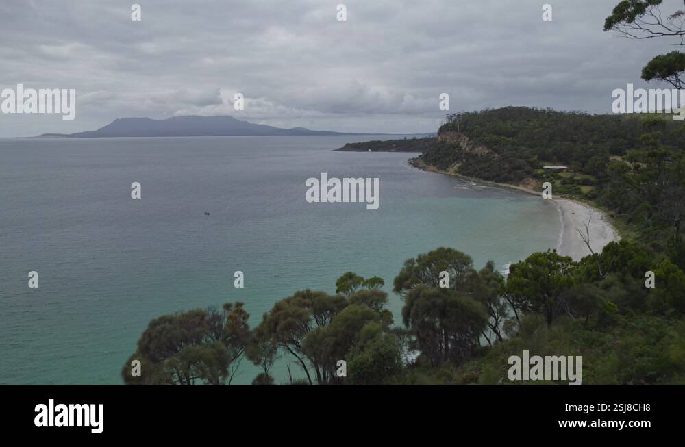 Stapleton Beach Revealed From Lush Headland In Tasmania. Maria Island ...