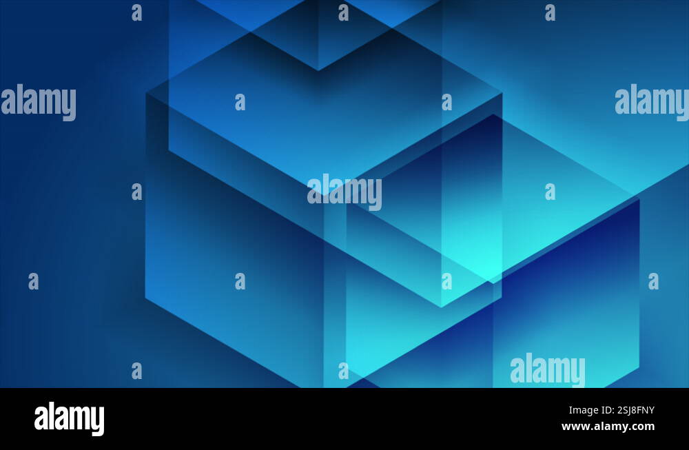 Abstract tech geometric motion background with blue 3d cubes Stock ...