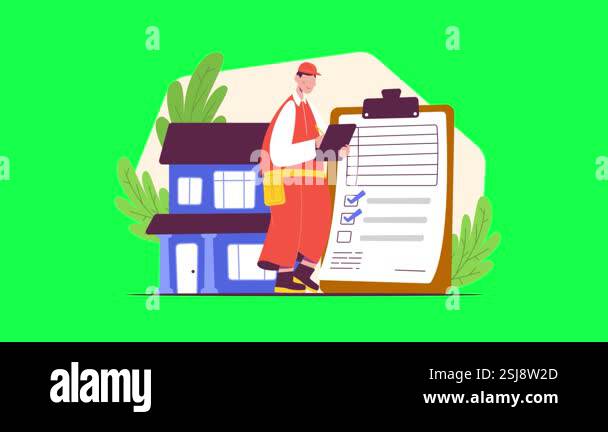 male character in uniform holding clipboard and check list. male ...