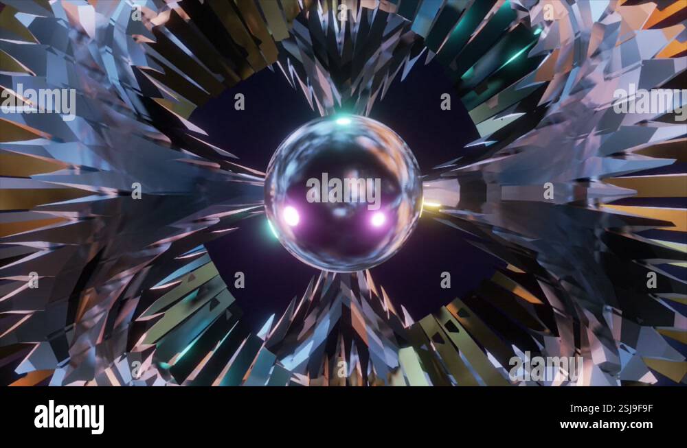 Abstract background 3D animation shiny futuristic objects transforming ...