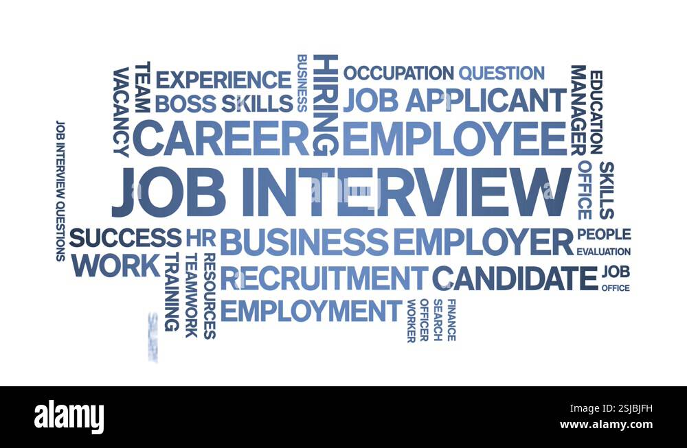 Job interview animated word cloud,animation kinetic typography seamless ...