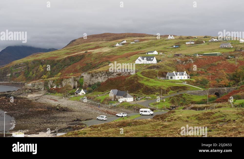 Crofting houses at Elgol on the Isle of skye, Scotland, UK Stock Video ...