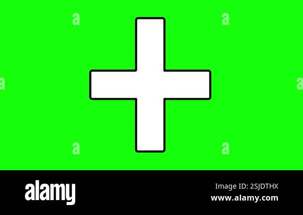 video animation drawing black and white math plus symbol, on a green ...