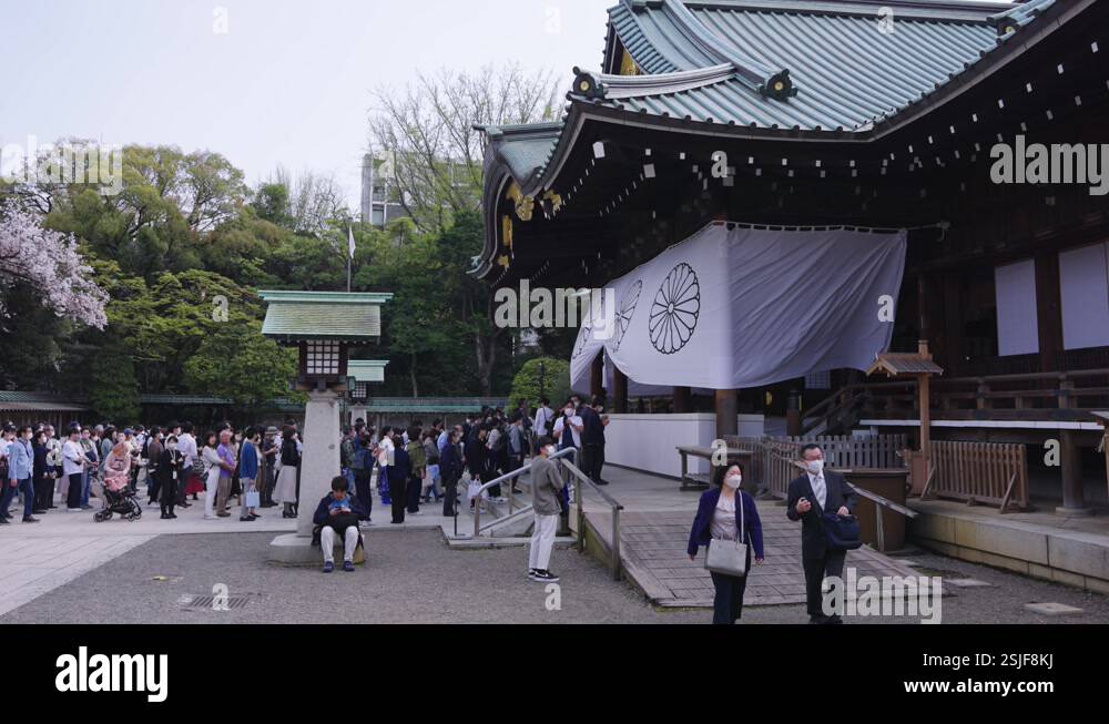 Yasukuni Shrine Main Hall, Japanese People Paying Respect in Spring ...