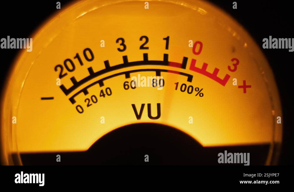 Vintage Analog Arrow Indicator of Sound Signal Level with Yellow ...