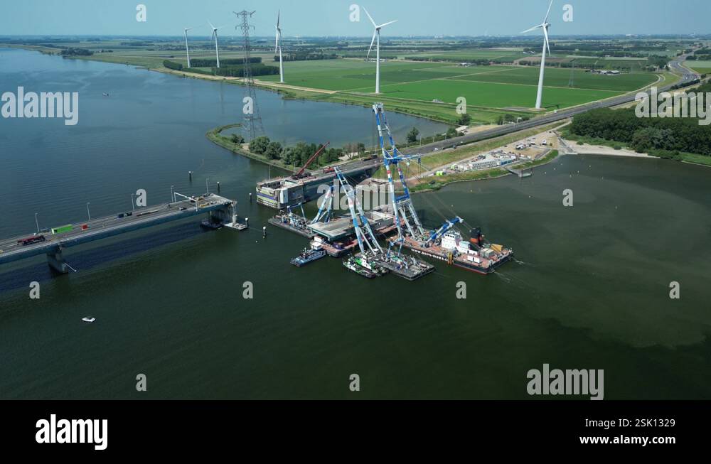 Engine Valve Floating Bridge The valve of the Haringvliet Bridge hangs in the floating trestle Stock ...