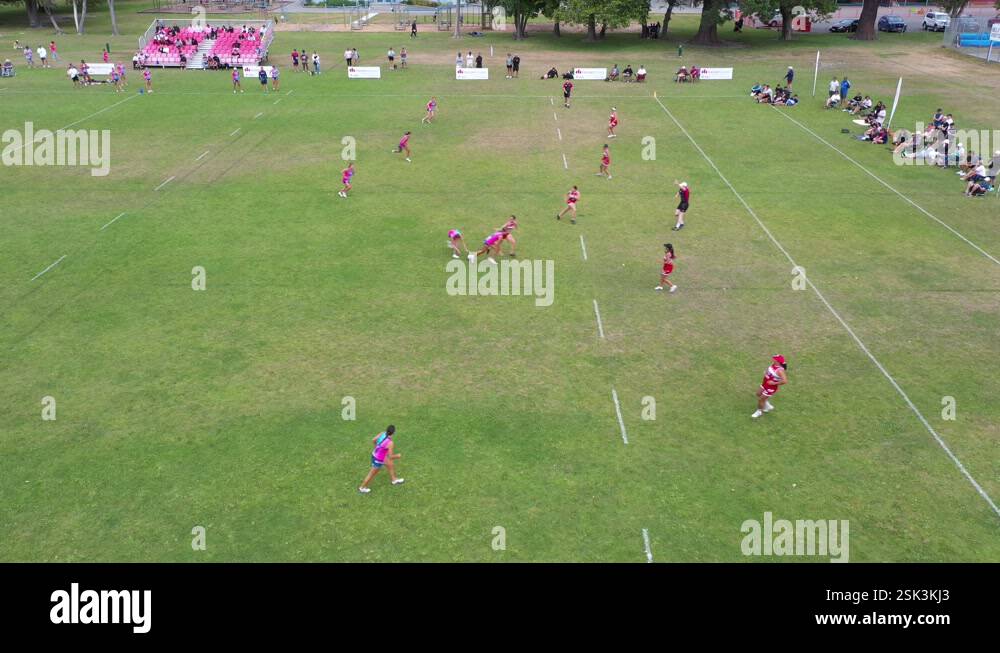 Touch rugby players running towards try line Stock Video Footage - Alamy